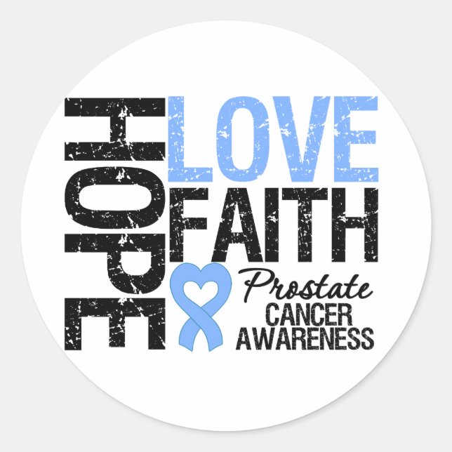 Sticker Rond Cancer de la prostate Hope Amour Foi (Devant)