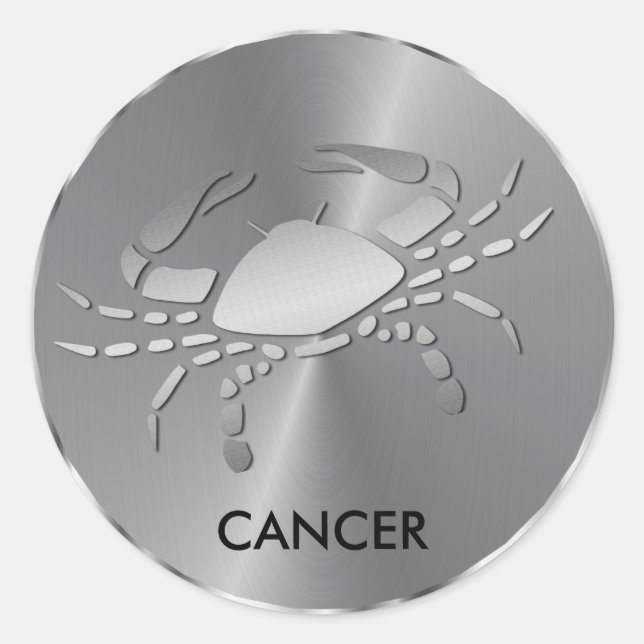 Sticker Rond Cancer de l'argent du crabe - SIGNE Zodiaque (Devant)