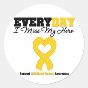 Sticker Rond Cancer de l'Enfance Chaque Jour Je Manque Mon Héro