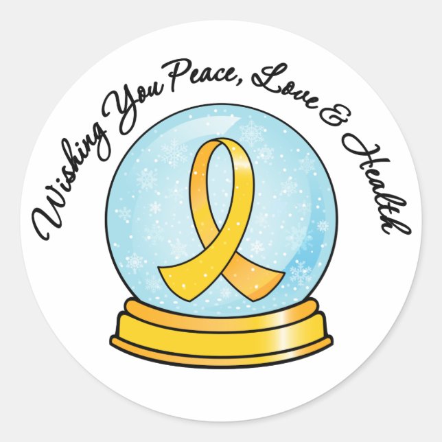 Sticker Rond Cancer de l'enfance Joyeux Noël Snowglobe (Devant)