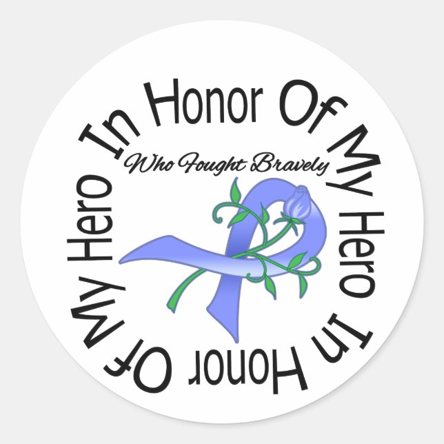 Sticker Rond Cancer de l'oesophage en l'honneur de mon héros (Devant)