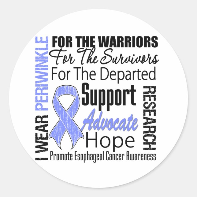 Sticker Rond Cancer de l'oesophage Je Porte Périwinkle Ribbon T (Devant)