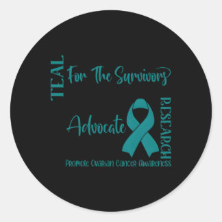Sticker Rond Cancer de l'ovaire Turquoise du ruban Sensibilisat