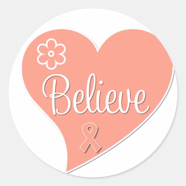 Sticker Rond Cancer de l'utérus croire coeur (Devant)