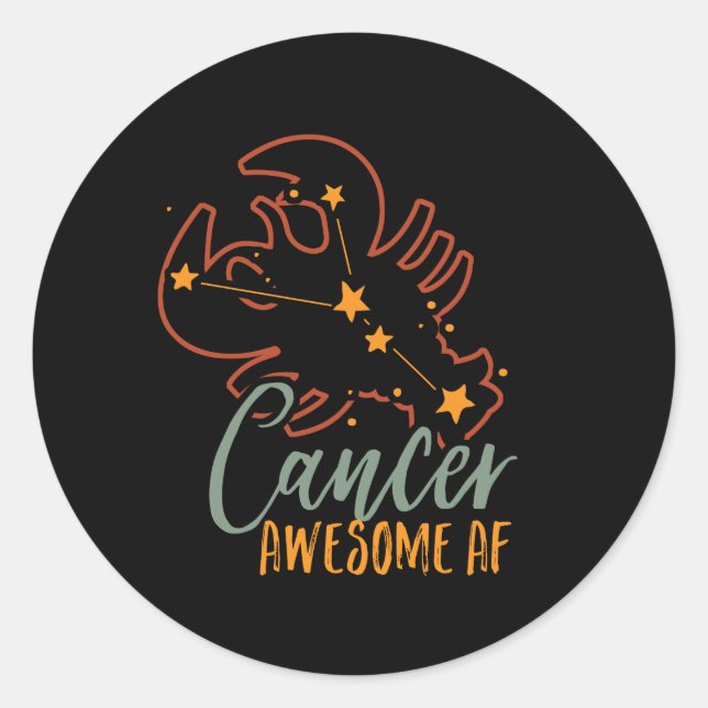 Sticker Rond Cancer drôle Zodiac Star Sign Astrologie Awesome A (Devant)