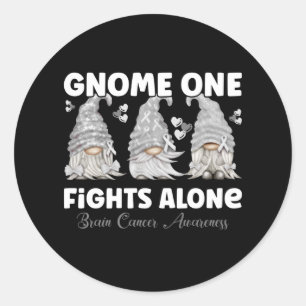 Sticker Rond Cancer du cerveau Gray Ribbon Gnome