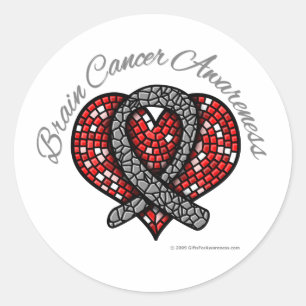 Sticker Rond Cancer du cerveau Mosaic Carburant Ruban