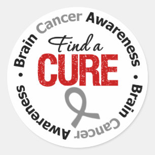 Sticker Rond Cancer Du Cerveau Trouver Un Traitement