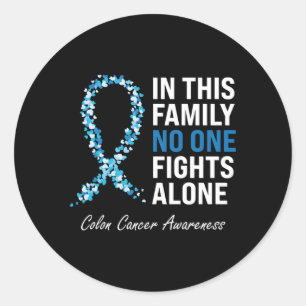Sticker Rond Cancer du côlon Cancer du côlon Bleu Ruban