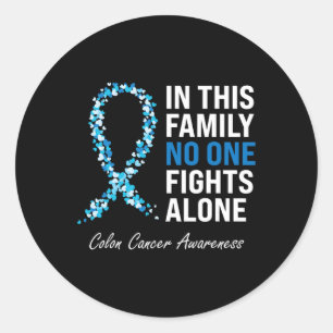 Sticker Rond Cancer du côlon Cancer du côlon Bleu Ruban