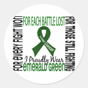 Sticker Rond Cancer du foie Je Porte Fièrement Émeraude Vert 2