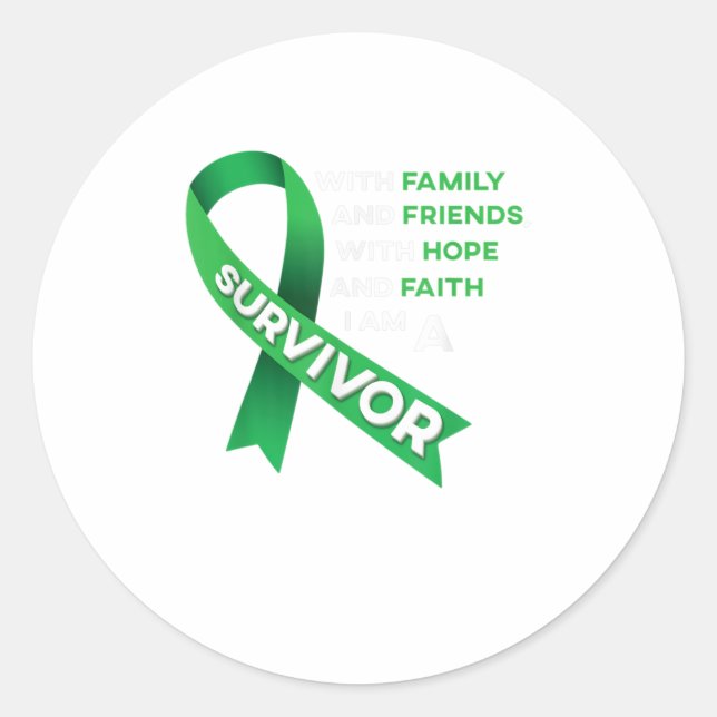 Sticker Rond Cancer du foie Résurvivant Ruban vert (Devant)
