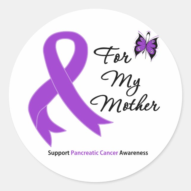 Sticker Rond Cancer Du Pancréas Pour Ma Mère (Devant)