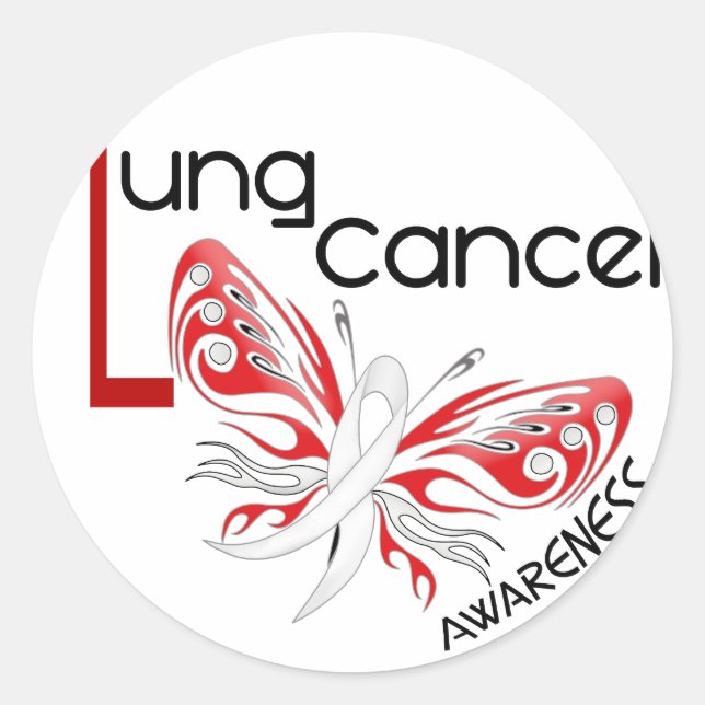 Sticker Rond Cancer du poumon BUTTERFER 3.1 (Devant)