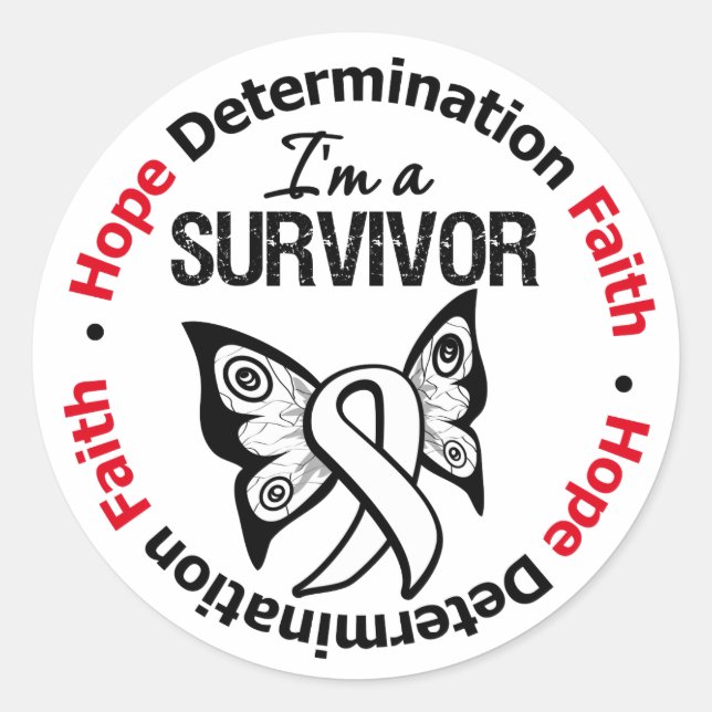 Sticker Rond Cancer du poumon Survivant Espère Détermination Fo (Devant)