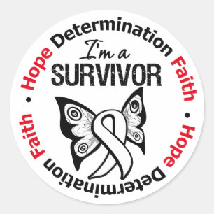Sticker Rond Cancer du poumon Survivant Espère Détermination Fo