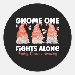 Sticker Rond Cancer du rein Orange Ribbon Gnome