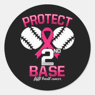 Sticker Rond Cancer du sein Baseball Protéger la deuxième base 