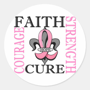 Sticker Rond Cancer du sein de Fleur De Lis 3