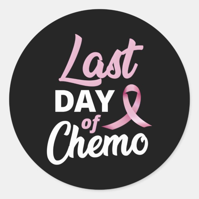 Sticker Rond Cancer Du Sein Dernier Jour De Chemo K Ribbon Reco (Devant)