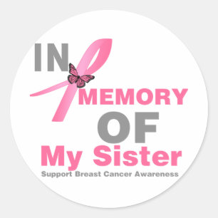 Sticker Rond Cancer du sein en mémoire de ma soeur
