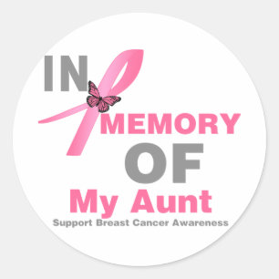 Sticker Rond Cancer du sein en mémoire de ma tante