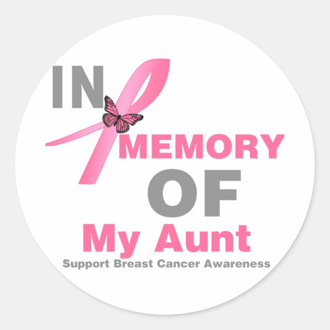 Sticker Rond Cancer du sein en mémoire de ma tante (Devant)