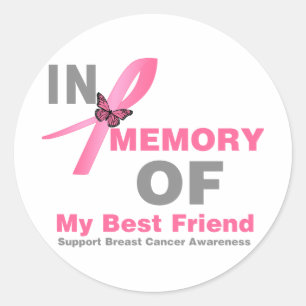 Sticker Rond Cancer du sein en mémoire de mon meilleur ami