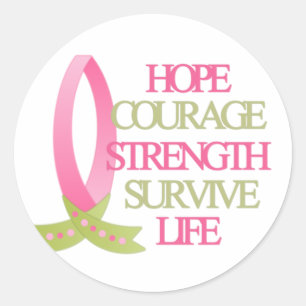 Sticker Rond Cancer du sein : espoir Courage Force