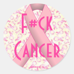 Sticker Rond Cancer du sein "F*CK" Lauréats rosesAutocollants d
