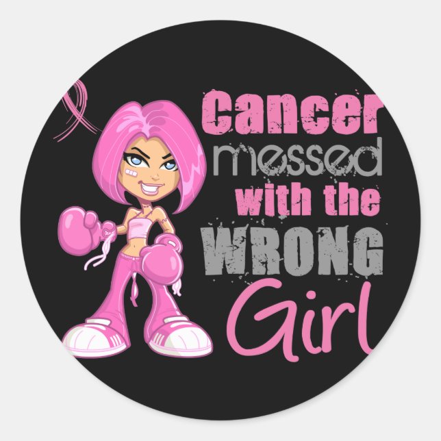 Sticker Rond Cancer du sein Fille de combat 1 (Devant)
