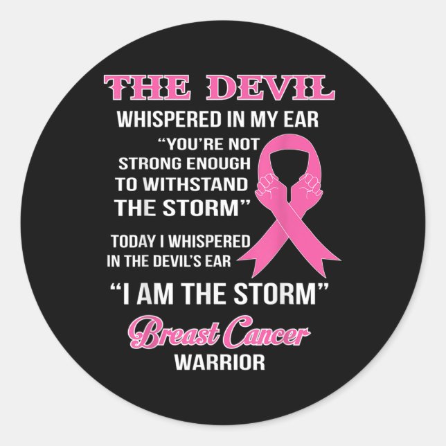 Sticker Rond Cancer du sein Guerrier Cancer Survivant Vêtements (Devant)