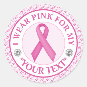 Sticker Rond Cancer du sein, je porte du rose pour la sensibili