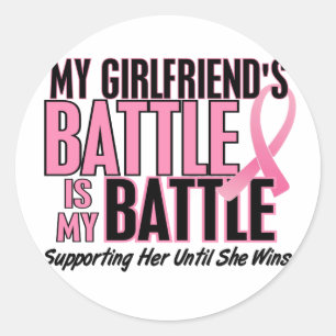 Sticker Rond Cancer du sein Ma BATAILLE TROP 1 Petite amie