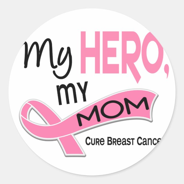 Sticker Rond Cancer du sein MON HÉROS, MON MOM 42 (Devant)