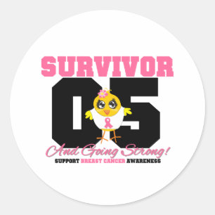 Sticker Rond Cancer du sein poussin survivant 05 ans