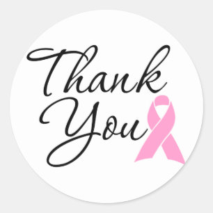 Sticker Rond Cancer du sein rose Merci du ruban