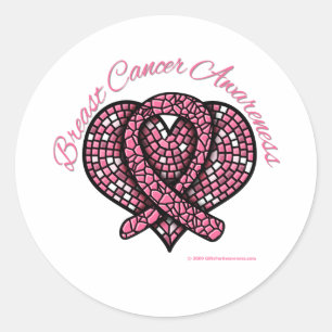 Sticker Rond Cancer du sein Ruban cardiaque de la mosaïque car