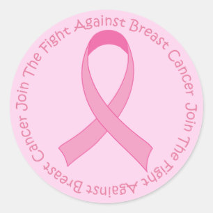 Sticker Rond Cancer du sein Ruban rose