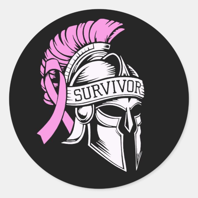 Sticker Rond Cancer du sein survivant (Devant)