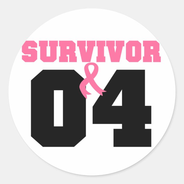 Sticker Rond Cancer du sein Survivant 4 ans (Devant)