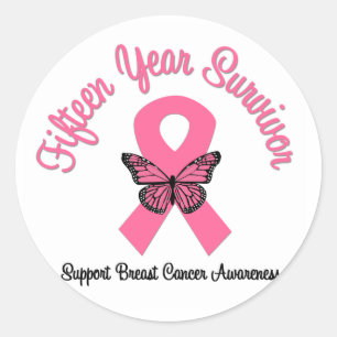 Sticker Rond Cancer du sein survivant de 15 ans