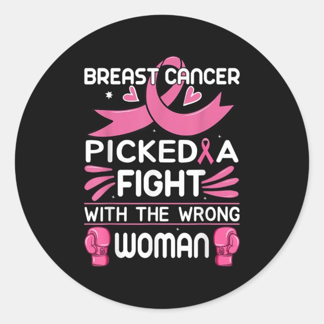 Sticker Rond Cancer du sein : une lutte contre la mauvaise femm (Devant)
