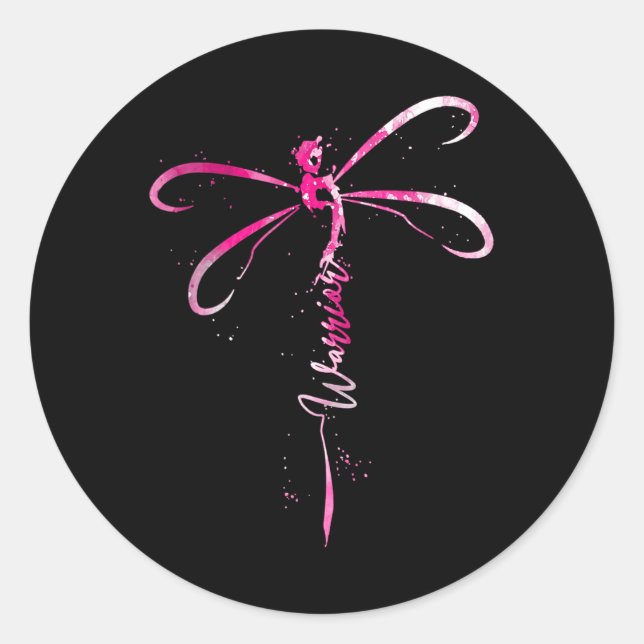 Sticker Rond Cancer Guerrier du sein Cancer Sensibilisation lib (Devant)