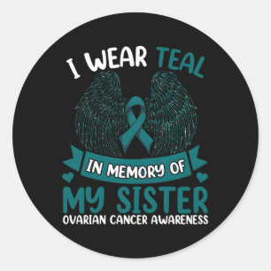 Sticker Rond Cancer Ovarien Je Porte Turquoise En Mémoire De Ma