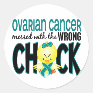 Sticker Rond Cancer ovarien sali avec le poussin faux