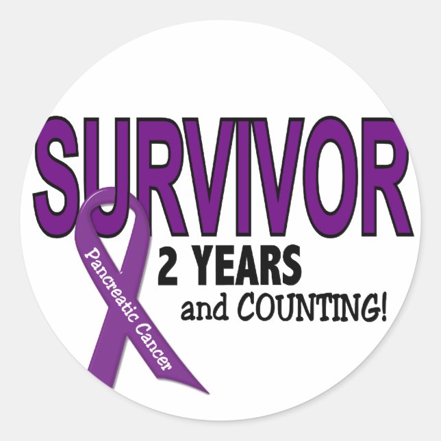 Sticker Rond Cancer pancréatique 2 ans SURVIVANT (Devant)