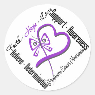 Sticker Rond Cancer pancréatique Foi Hope Love Papillon