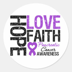 Sticker Rond Cancer pancréatique Hope Love Faith