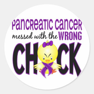 Sticker Rond Cancer pancréatique sali avec le poussin faux